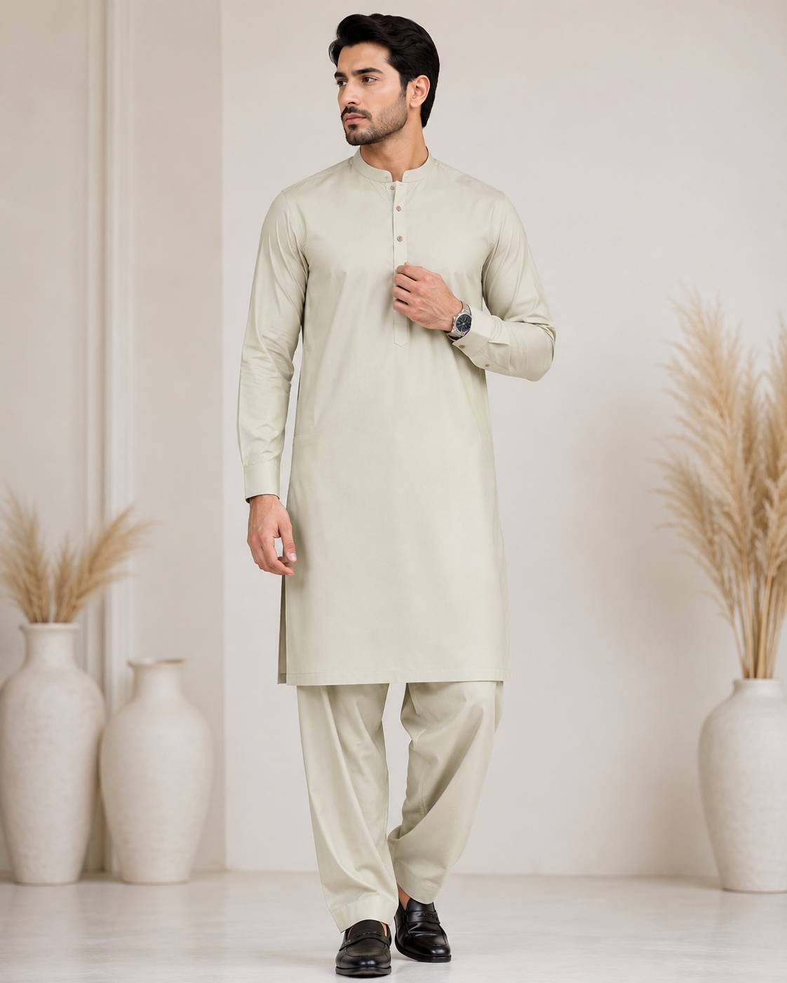 Roman Bosky Metal - Model wearing Kurta Shalwar