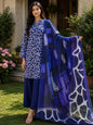 Lawn 2026 Blue White Abstract 3 Piece Suit