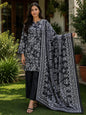 Lawn 2026 Black White Ikat Floral 3 Piece Suit