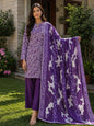 Lawn 2026 Purple Abstract Wave 3 Piece Suit