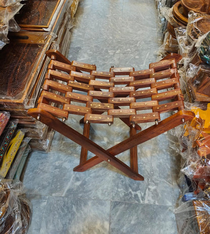 Pair of Wooden Chairs & Stool Set in Pakistan – Handcrafted Solid Wood Seating