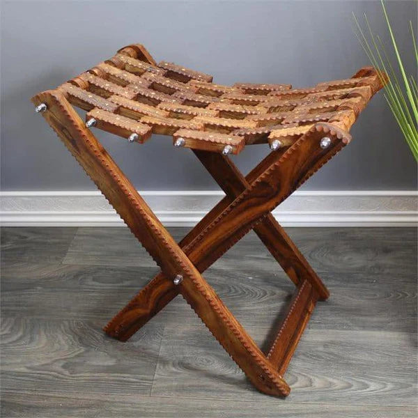 Handcrafted wooden folding stool