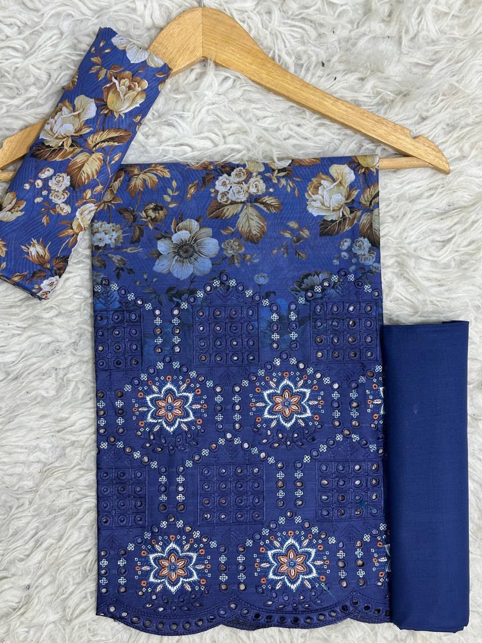 *DAMAN CHIKENKARI UNSTICHED LAWN 2 PIECE D03