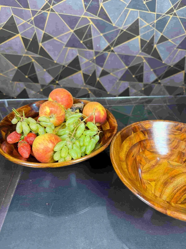 Wooden bowls used for fruit serving