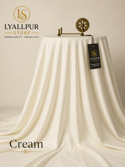 Roman Bosky Cream fabric draped display