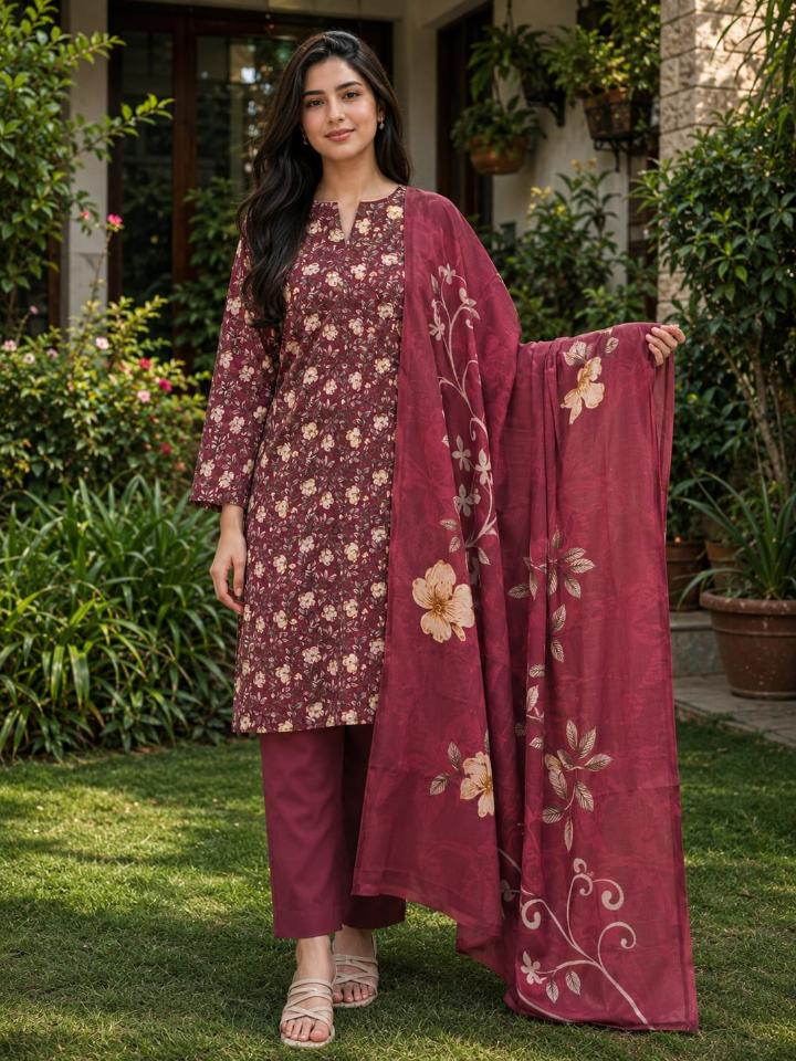 Lawn 2026 Purple Floral 3 Piece Suit